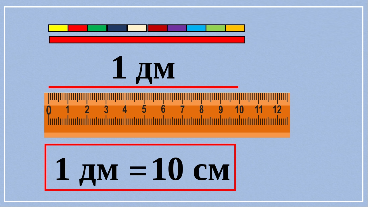 1 дм длина другого 6 см. Измерение длины дециметр 1 класс. Единицы измерения дециметр 1 класс. Единицы длины дециметр 1 класс. 10см=100мм 10см=1дм=100мм.