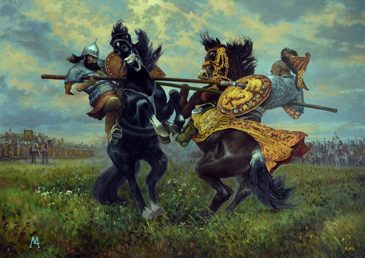 Кто такой пересвет и челубей. Пересвет и челубей бой. «поединок пересвета с челубеем» михаила авилова. Поединок пересвета с челубеем картина. Пересвет и челубей куликовская битва.