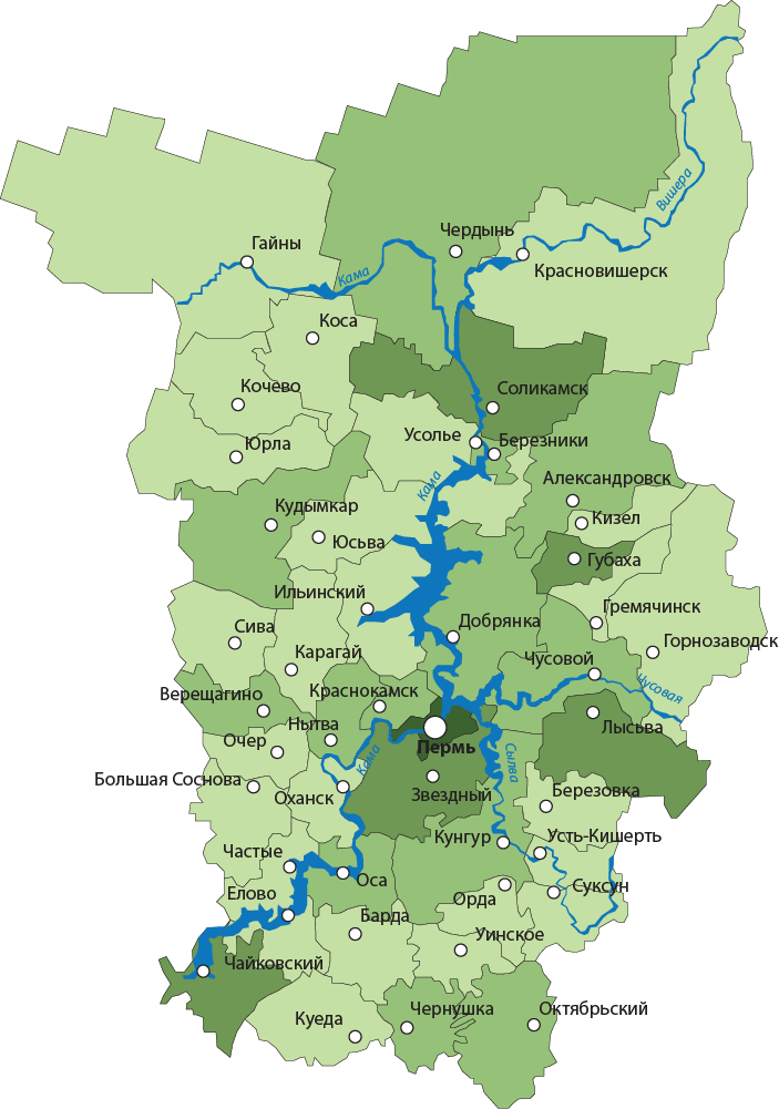 Карта пермского края с реками