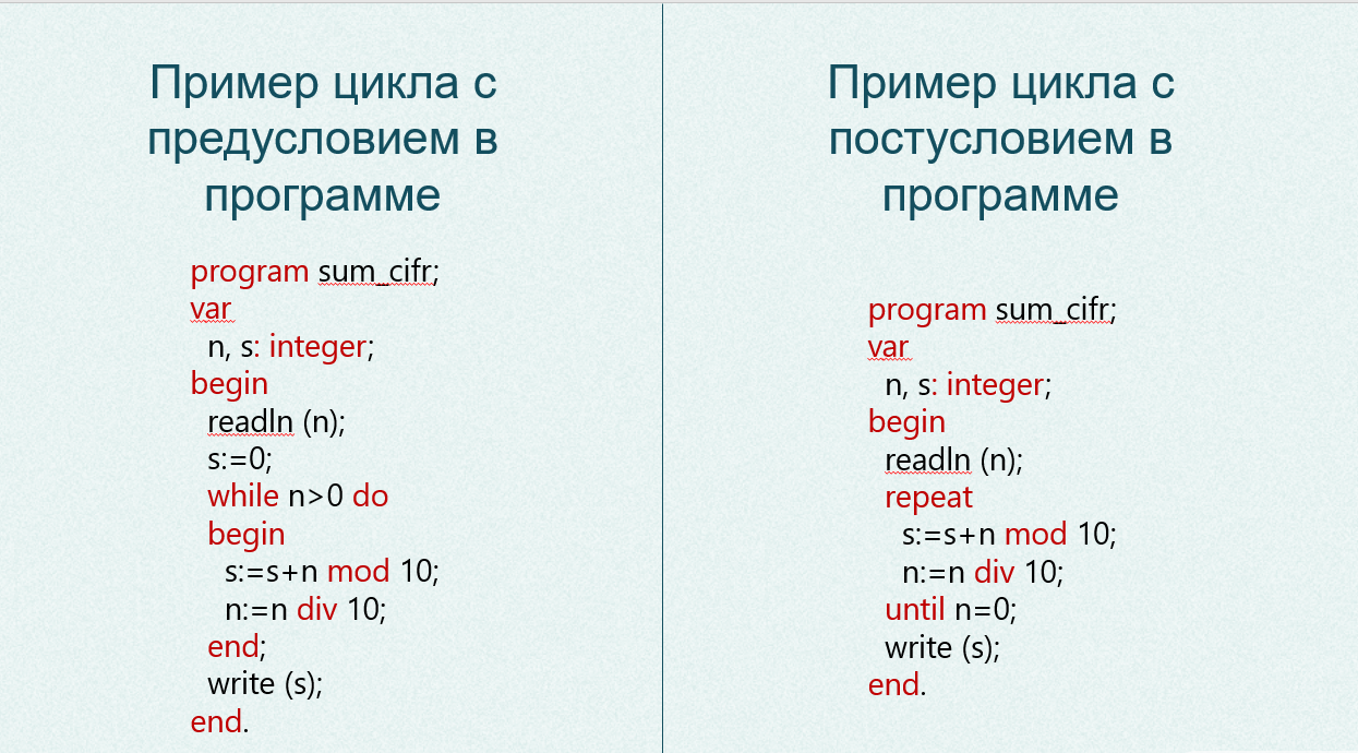 Программирование циклов. Циклы с заданным условием продолжения и окончания  работы | Удоба - бесплатный конструктор образовательных ресурсов