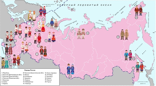 Карта россии с народами россии