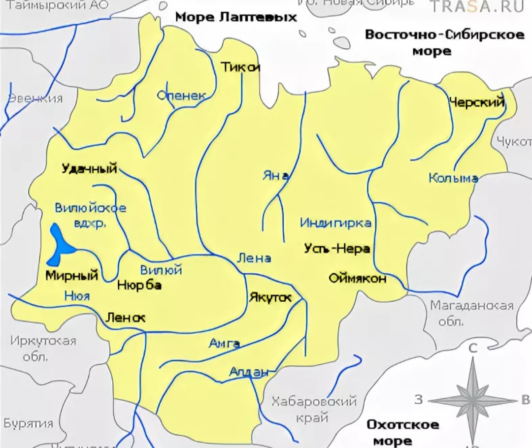 Карта россии республика саха