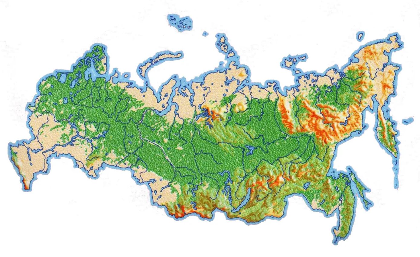 Карта физ география России