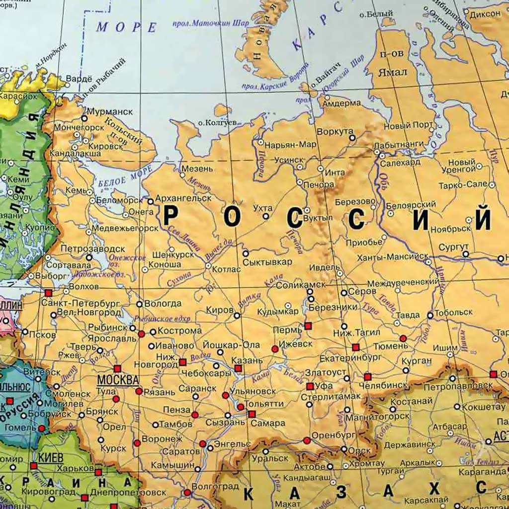 Географическая карта России по областям